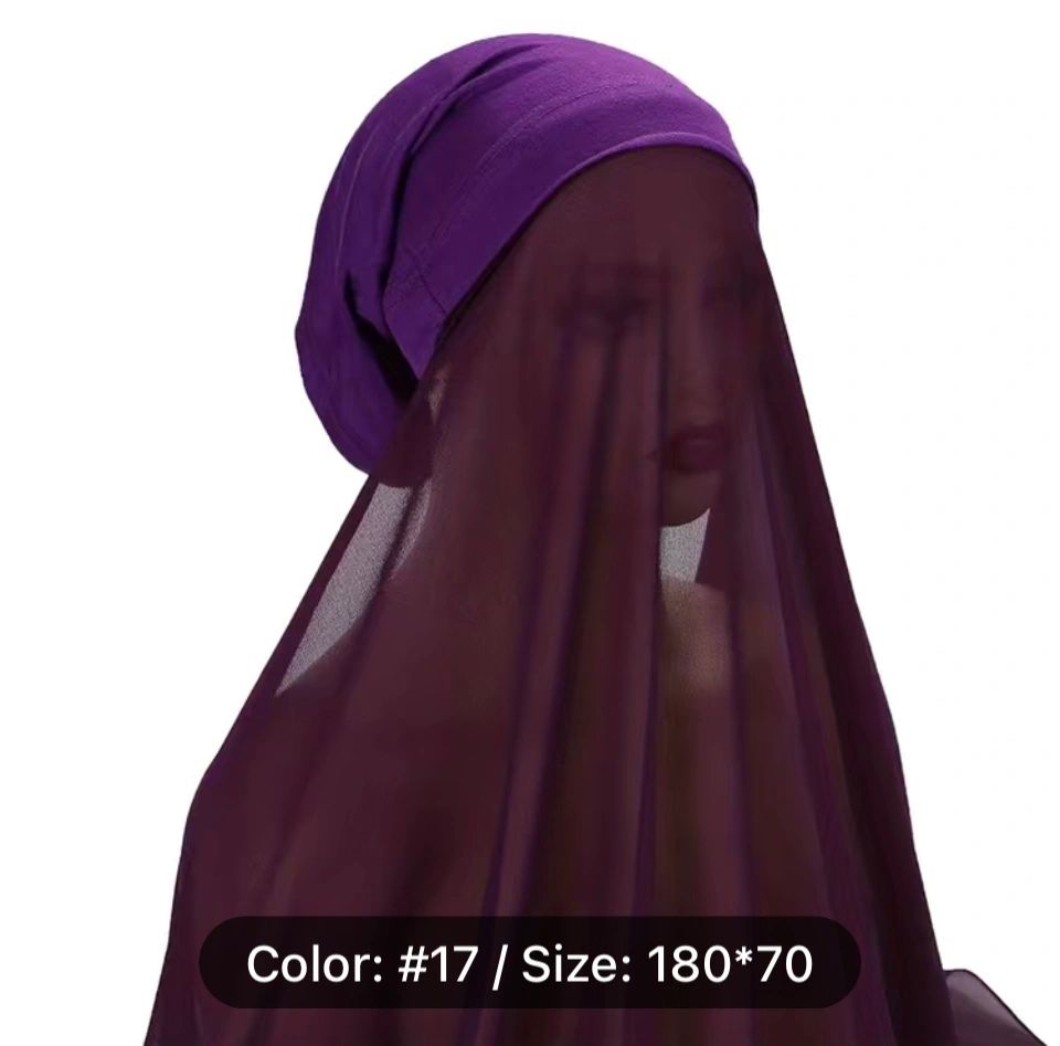 Chiffon Scarf with Head Hijab wrap with solid Shawls